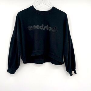 Size Medium Black Cotton On Woodstock Cropped Sweatshirt GUC